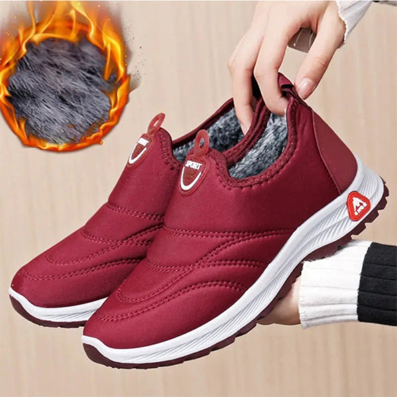 Damen Winter Sneaker gefüttert rutschfest wasserabweisend Slip-On elastisch leicht Outdoor