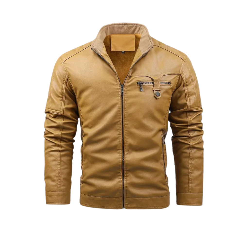 Herren Lederjacke Schwarz Retro Slim Fit Gefüttert Reißverschluss