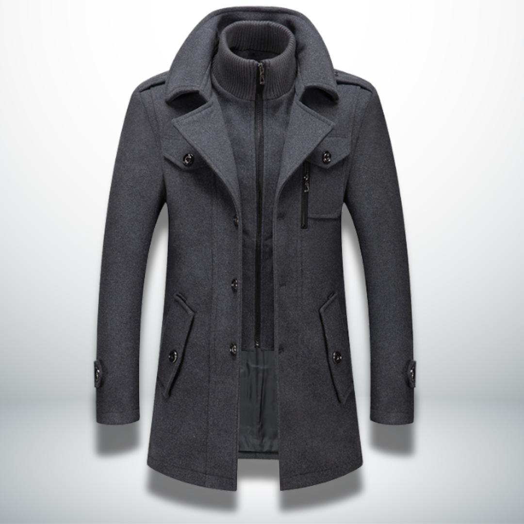 Herren Mantel Langarm Tailliert Reverskragen Reißverschluss Elegant Wintermantel Business Casual