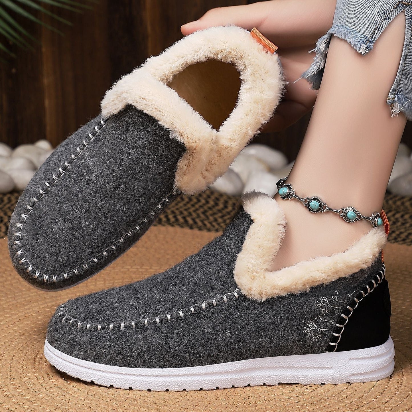 Damen Schneestiefel gefüttert rutschfest warm bequem langlebig