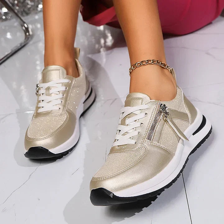 Damenschuhe Reißverschluss Schnürung Slip Atmun fest