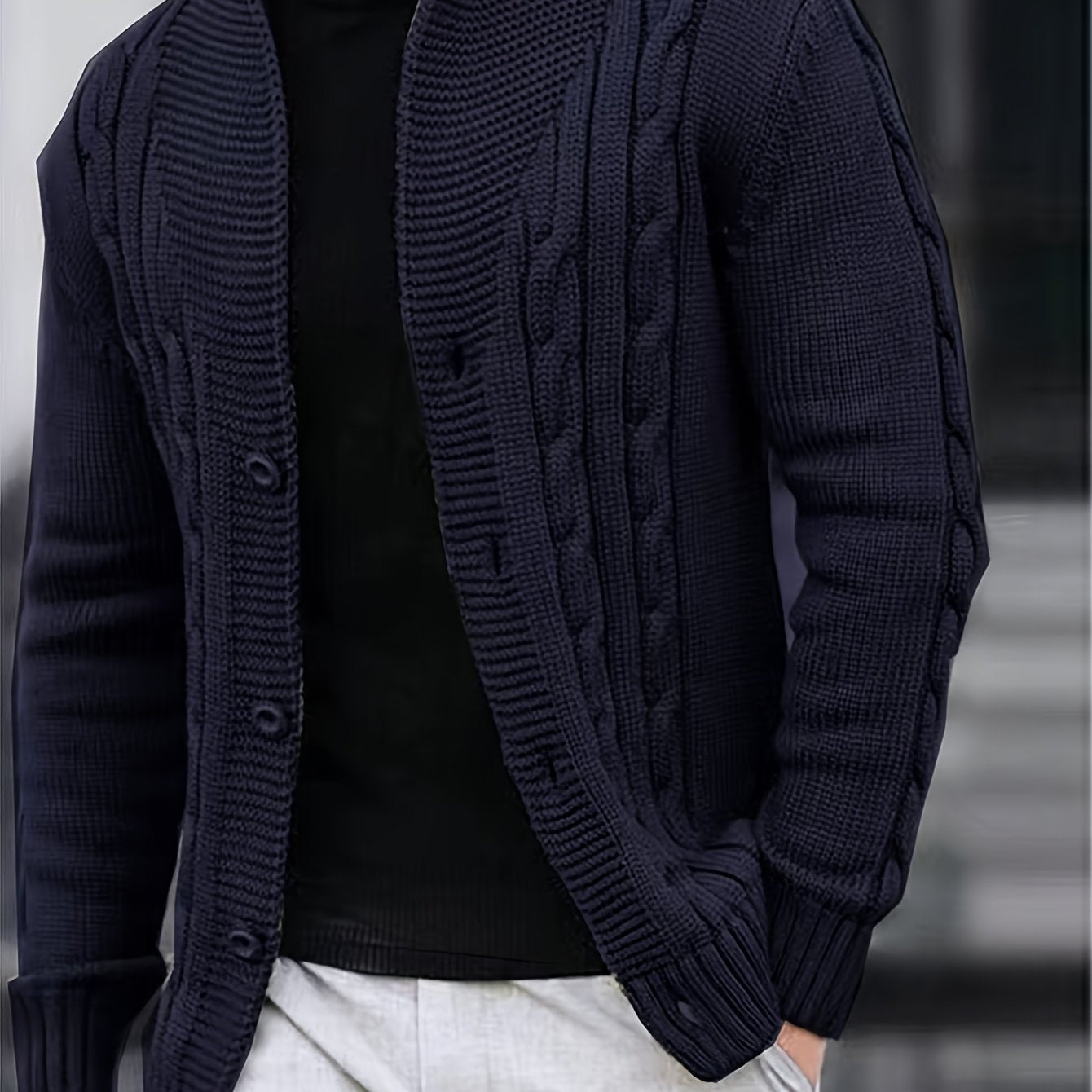 Herren Strick-Cardigan einfarbig offen lässig modern langarm Freizeitjacke leicht