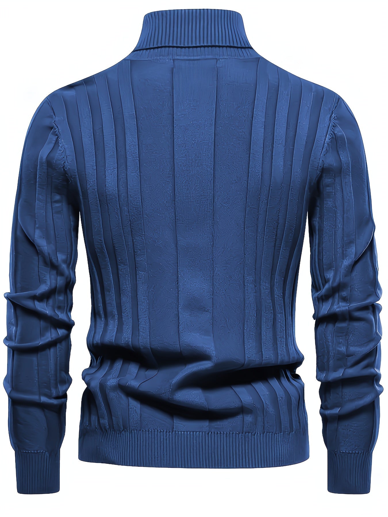 Herren Rollkragenpullover gerippt Slim Fit elastisch Langarm bequem warm