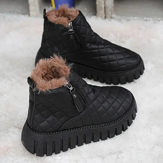 Damen Schneestiefel gefüttert rutschfest wasserabweisend knöchelhoch Reißverschluss Winterstiefel