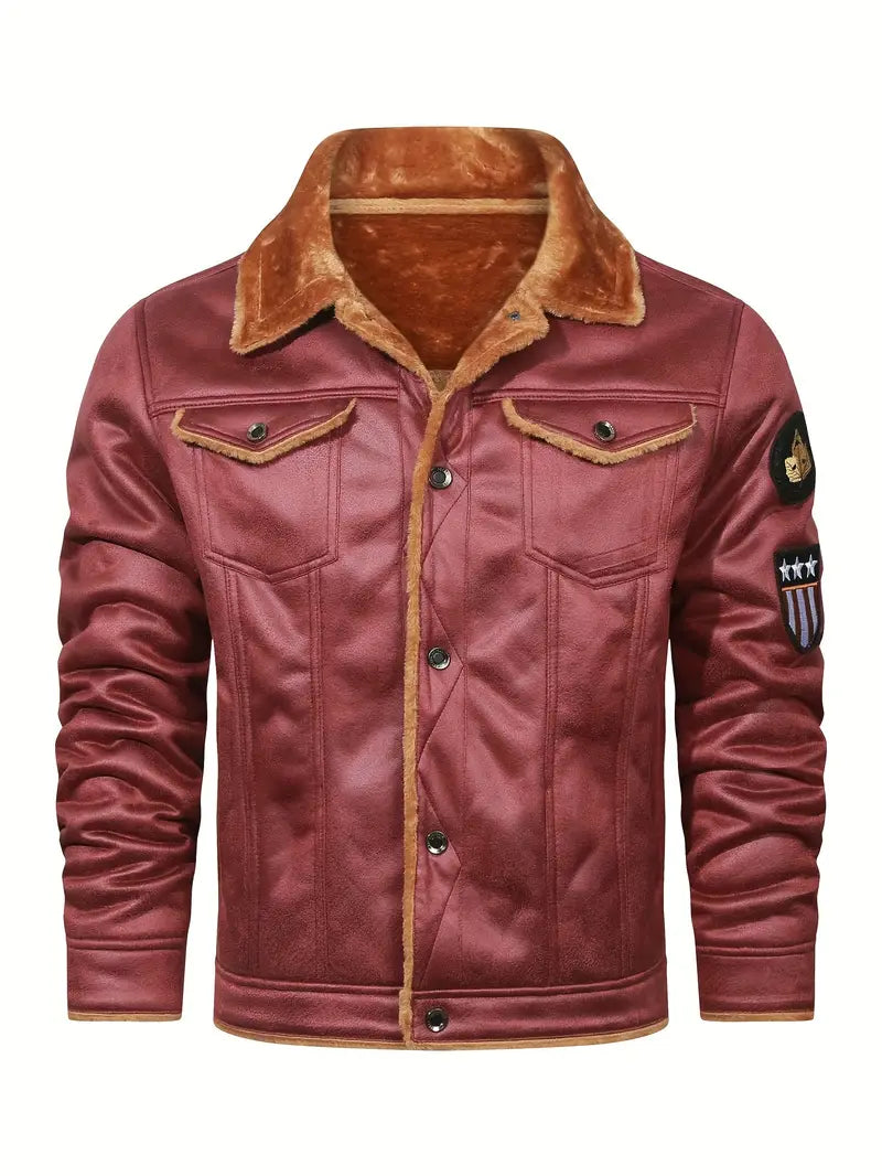 Herren Jacke Langarm Kunstfell Futter Polyester Regular Fit Warm Freizeit Urban Übergangsjacke