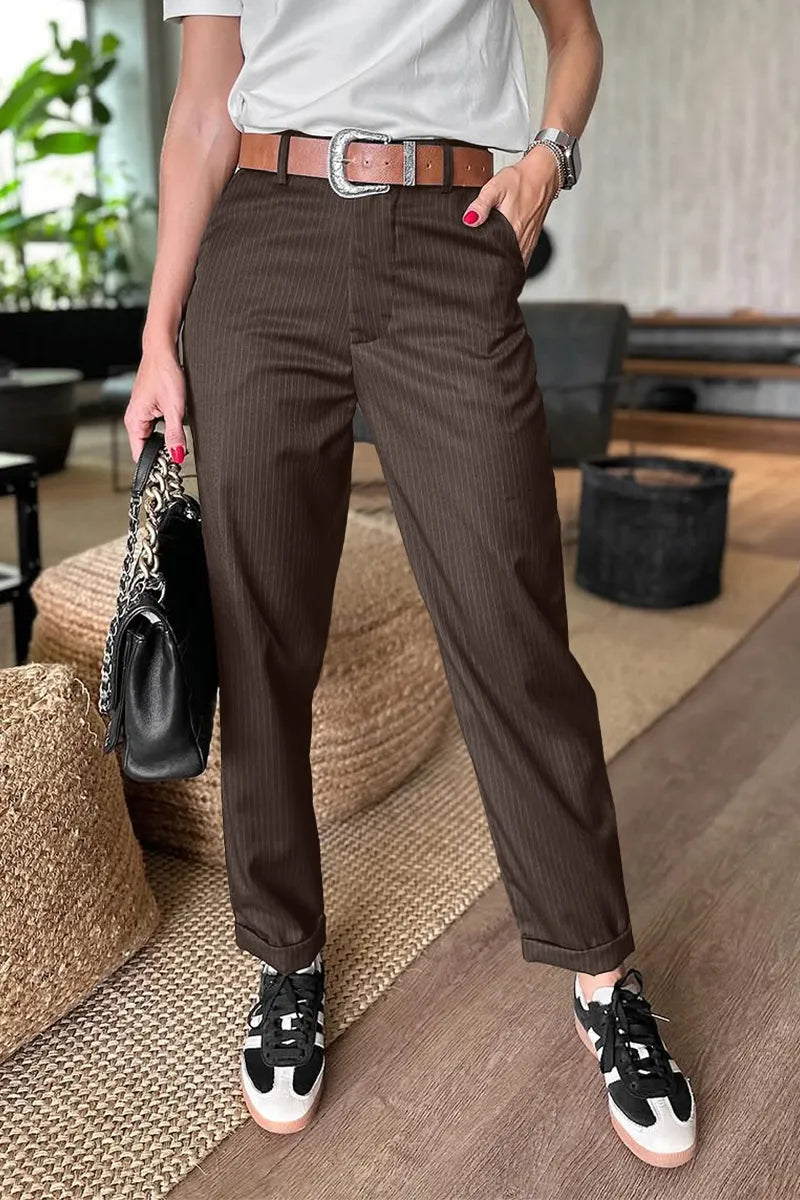 Damenhose hohe Taille gerade Passform elegant atmungsaktiv, knitterarm