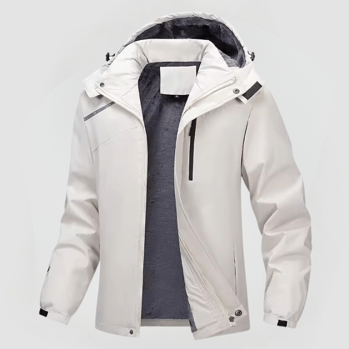 Herren Jacke Langarm Wasserdicht Fleece-Futter Kapuze Reißverschluss Regular Fit Outdoor Freizeit Winter