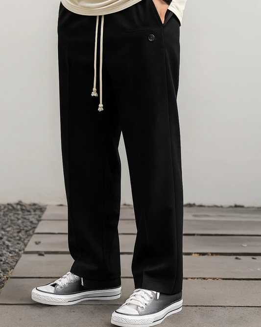 Herren Hose Kordelzug Gerade Passform Komfort Elegant Alltag