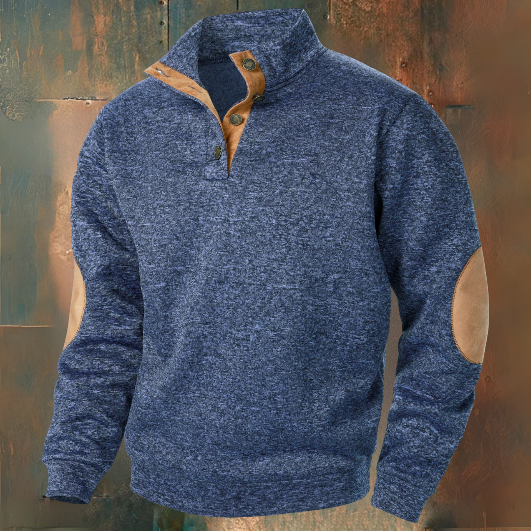 Herren Strickpullover Stehkragen Knopfleiste Langarm bequem elegant