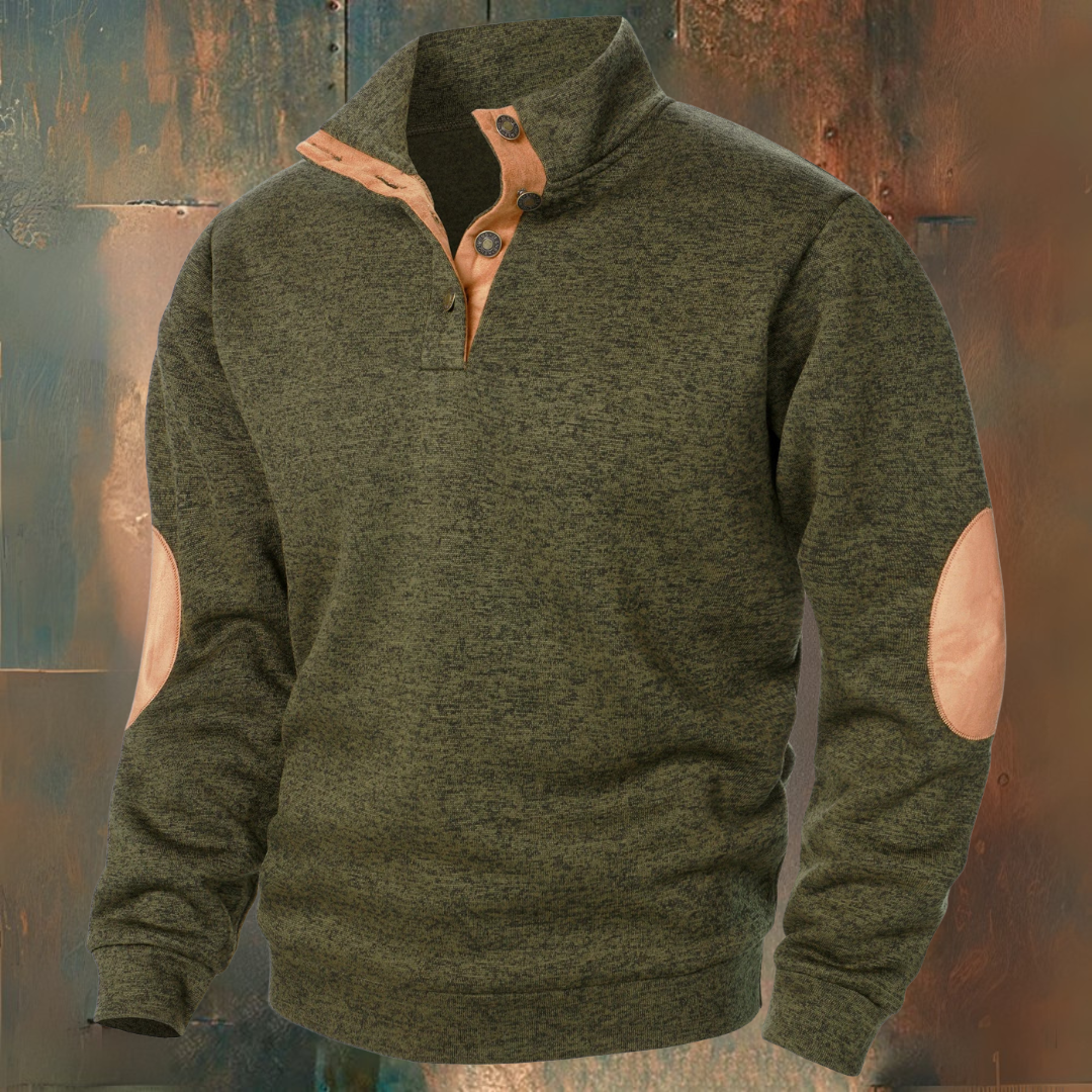 Herren Strickpullover Stehkragen Knopfleiste Langarm bequem elegant