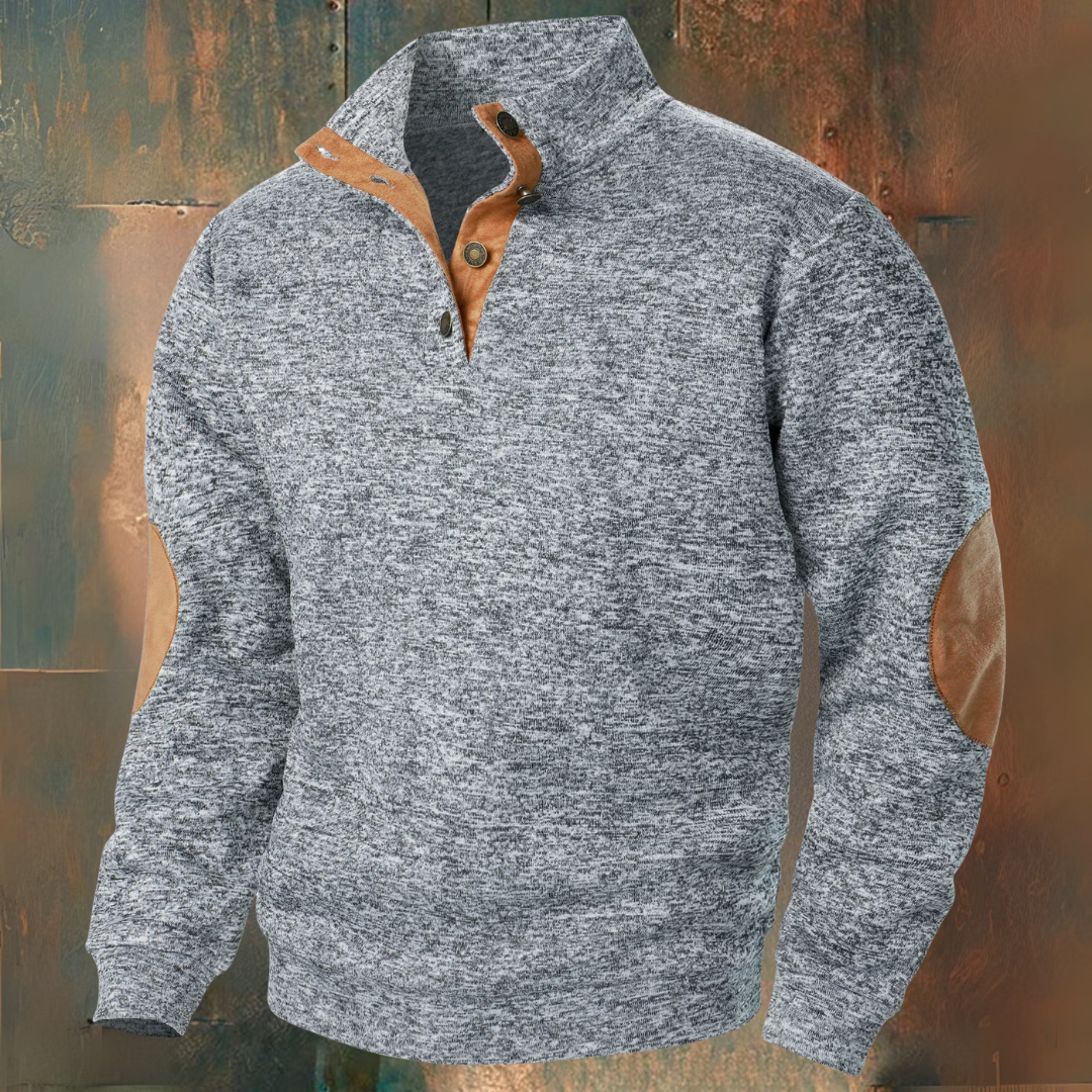 Herren Strickpullover Stehkragen Knopfleiste Langarm bequem elegant