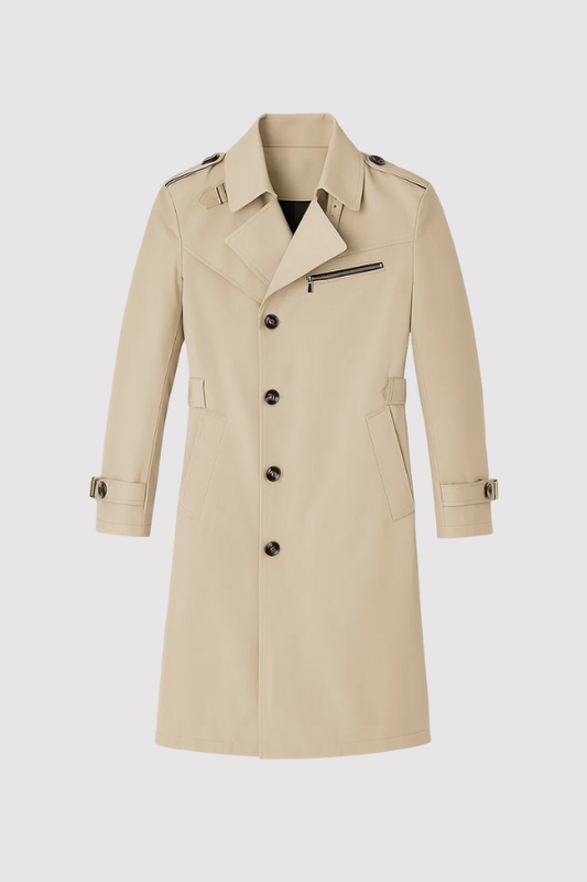 Herren Trenchcoat Slim Fit Wasserabweisend Klassisch Elegant Business Freizeit Übergangsmantel