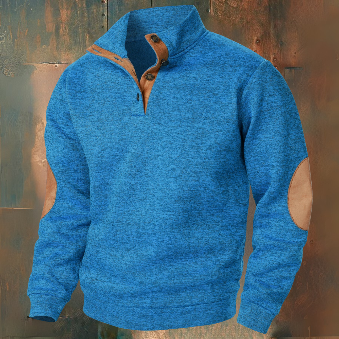 Herren Strickpullover Stehkragen Knopfleiste Langarm bequem elegant