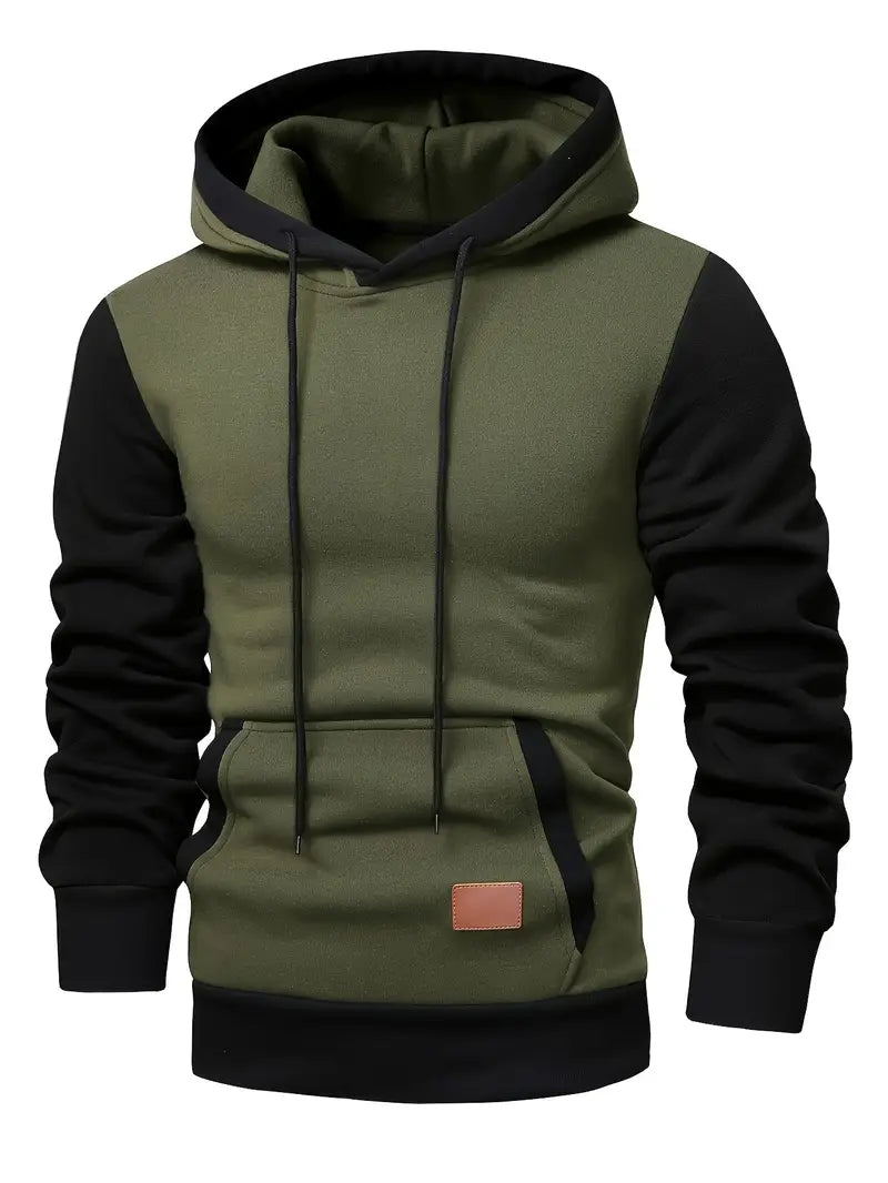Herren Hoodie zweifarbig Kapuze Kängurutasche Langarm Regular Fit Freizeit Streetwear
