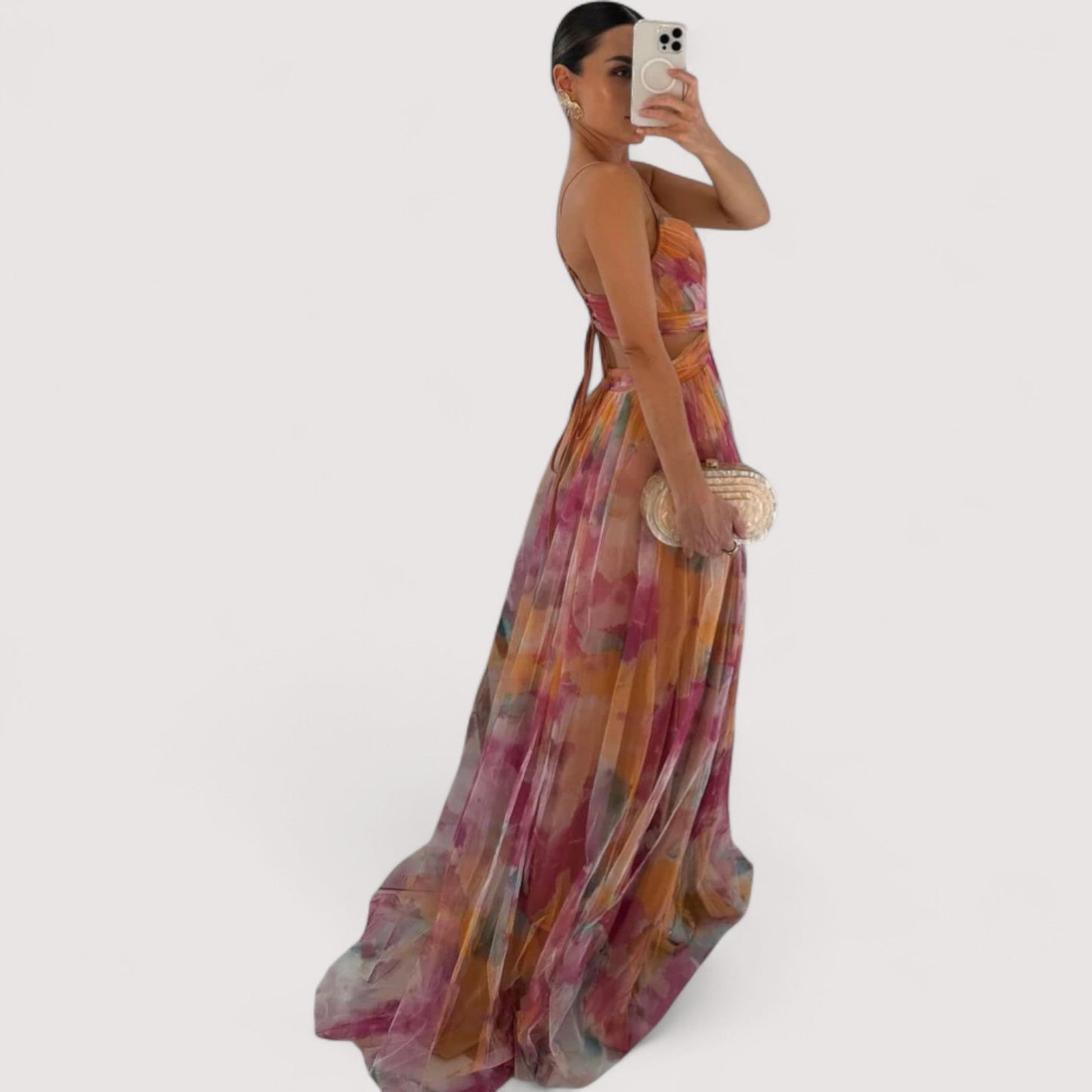 Damen Abendkleid verdrehtes Oberteil fließend figurbetont elegante Passform