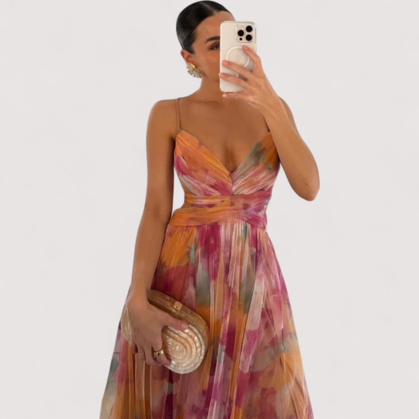 Damen Abendkleid verdrehtes Oberteil fließend figurbetont elegante Passform