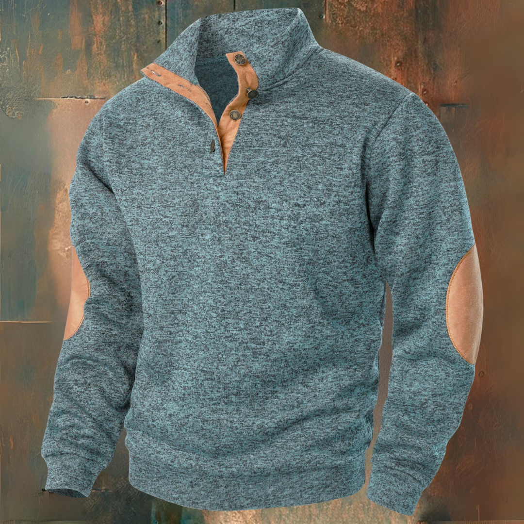 Herren Strickpullover Stehkragen Knopfleiste Langarm bequem elegant