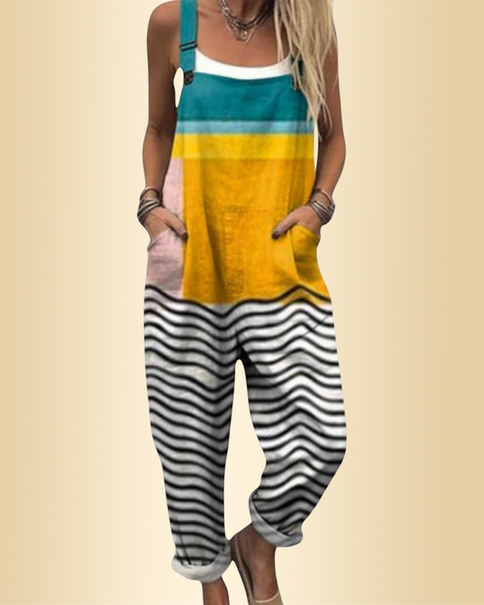 Damen Jumpsuit weit geschnitten, weites Bein, lockere Passform, Taschen, leicht
