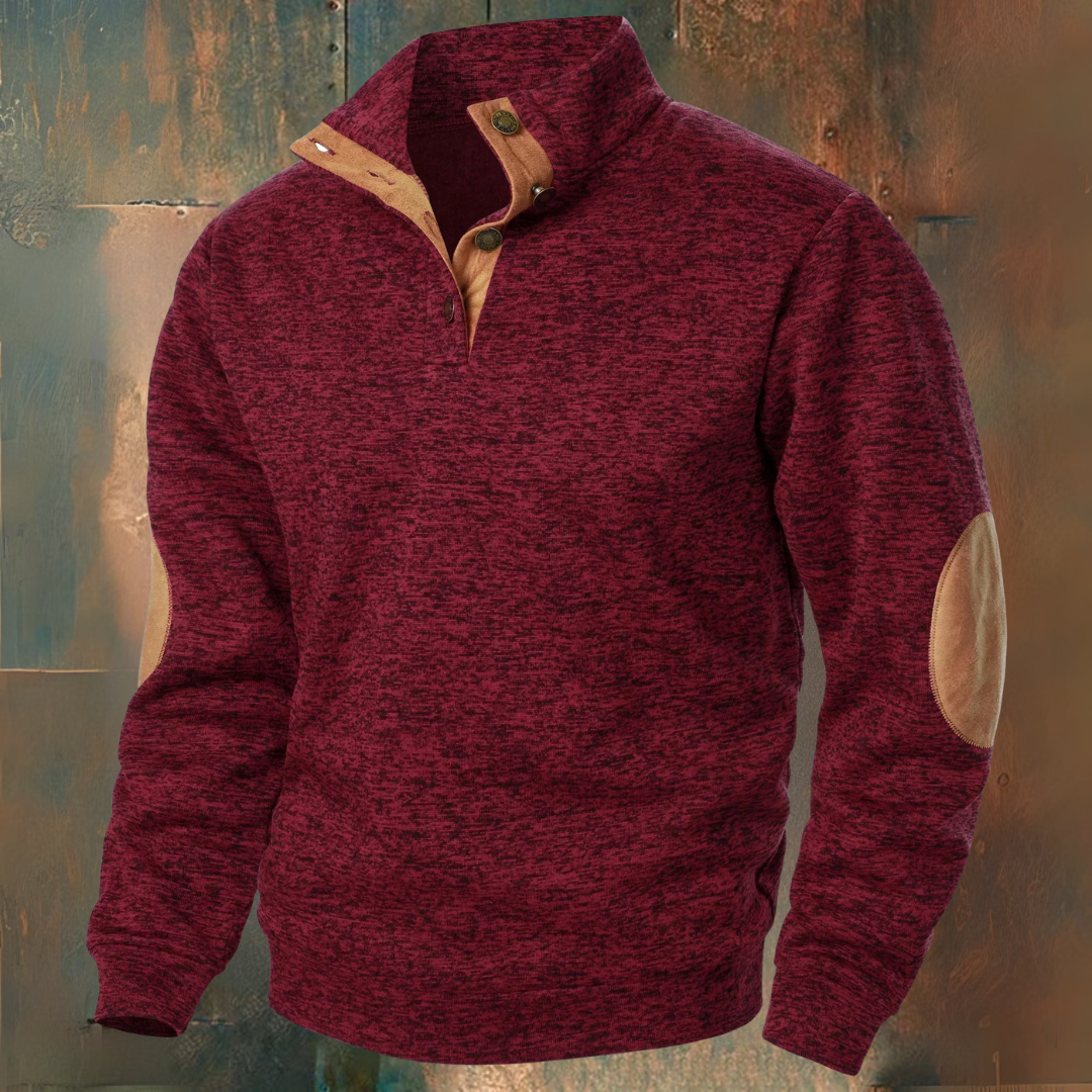 Herren Strickpullover Stehkragen Knopfleiste Langarm bequem elegant