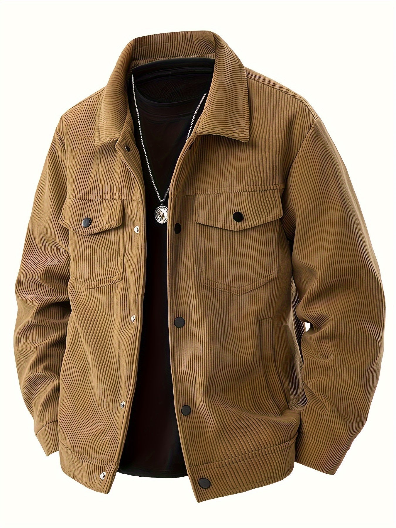 Herren Cordjacke Regular Fit Elegant Strukturierter Cord Freizeit Büro Alltag Herbst Übergang Klassisch