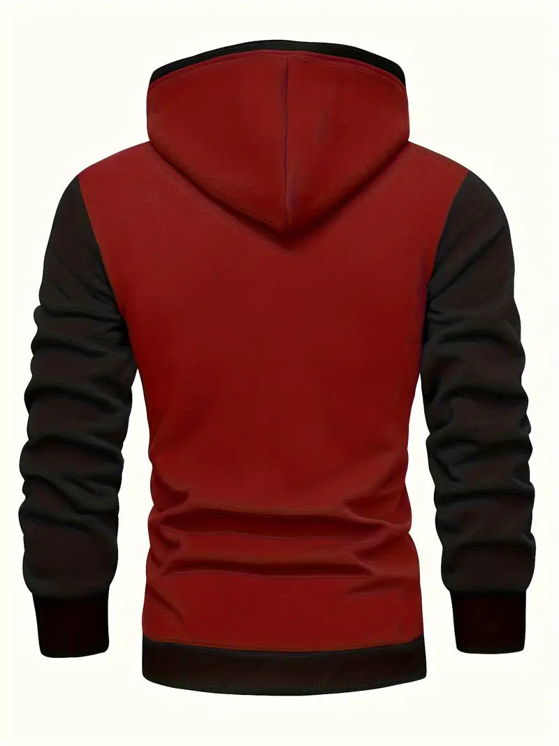 Herren Hoodie zweifarbig Kapuze Kängurutasche Langarm Regular Fit Freizeit Streetwear