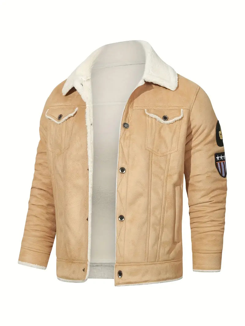 Herren Jacke Langarm Kunstfell Futter Polyester Regular Fit Warm Freizeit Urban Übergangsjacke