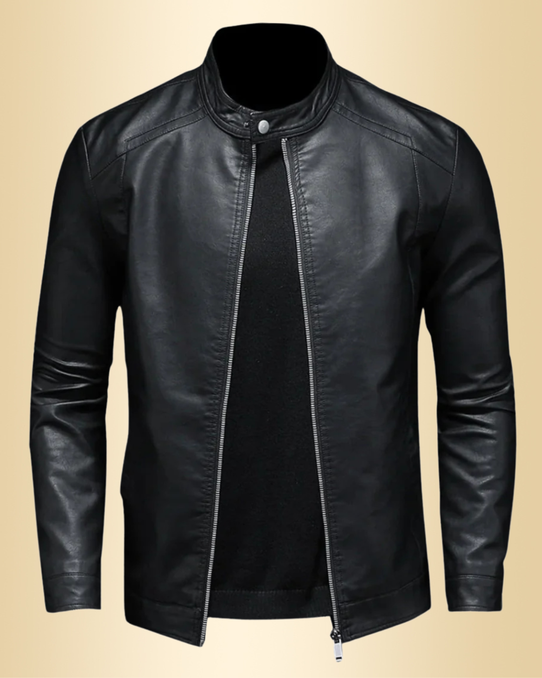 Herren Motorradjacke Regular Fit Kunstleder Vegan Biker Stil Casual Elegant Alltag Streetwear