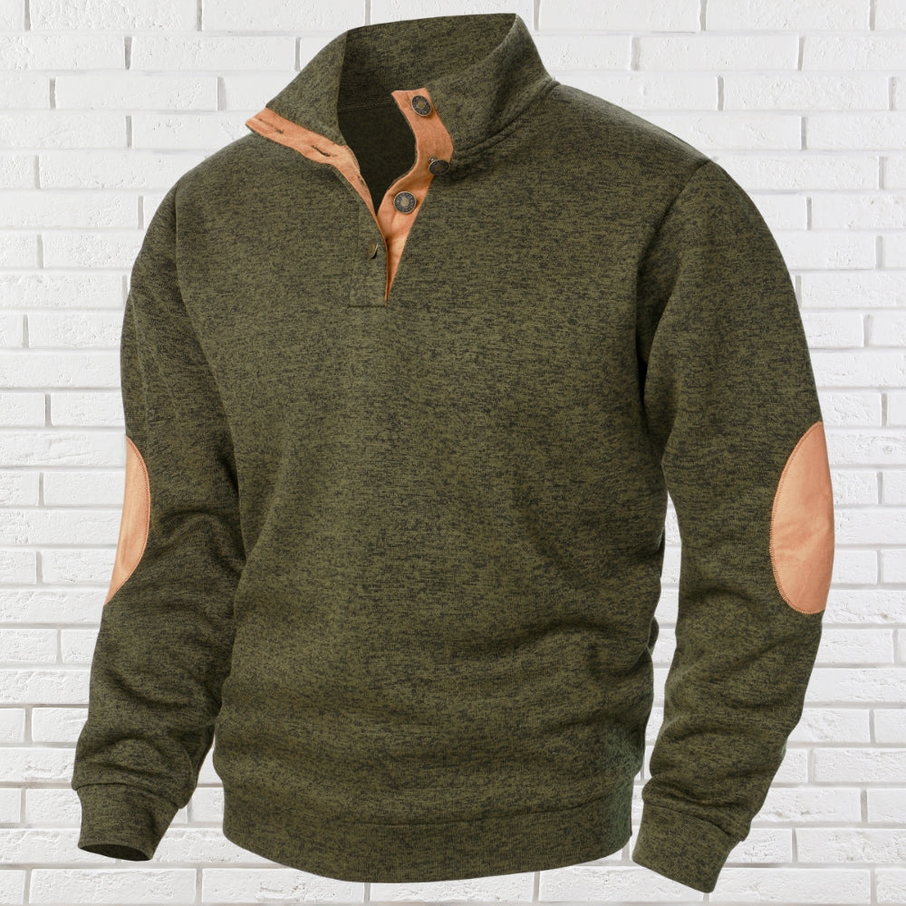 Herren Strickpullover Stehkragen Knopfleiste Langarm bequem vielseitig