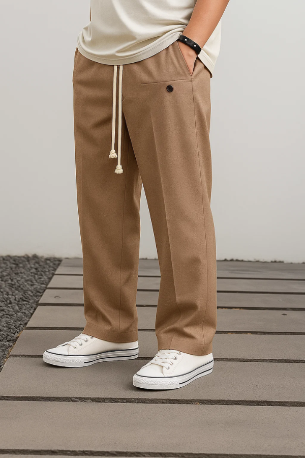 Herren Casual Hose Kordelzug Regular Fit Schlank Komfortabel Verstellbarer Bund