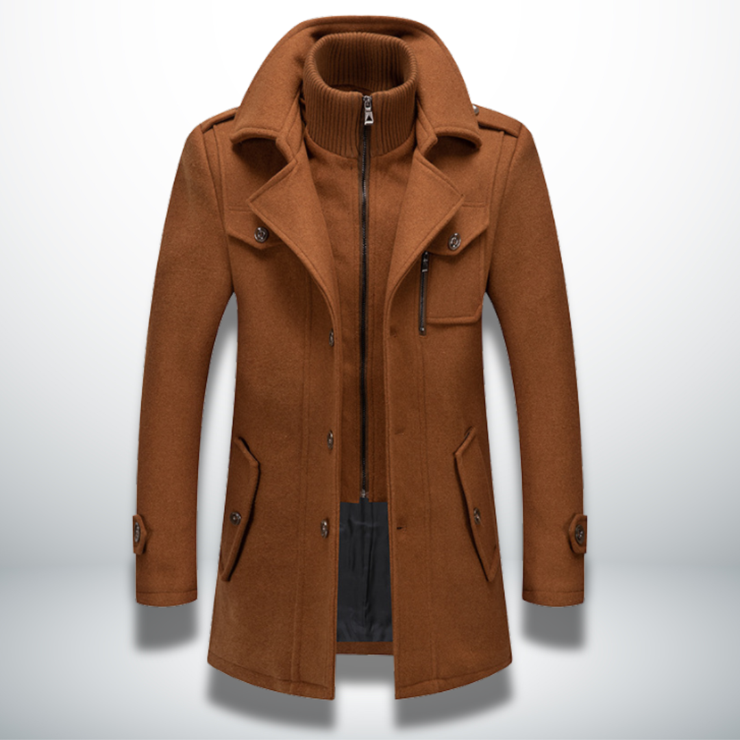 Herren Mantel Langarm Tailliert Reverskragen Reißverschluss Elegant Wintermantel Business Casual