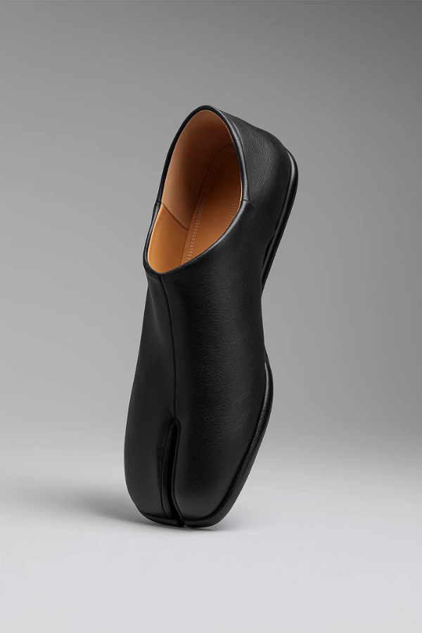 Herren Tabi Slipper Leder Kuhhaut gespaltene Zehen quadratisch verstellbare Ferse Slip-On