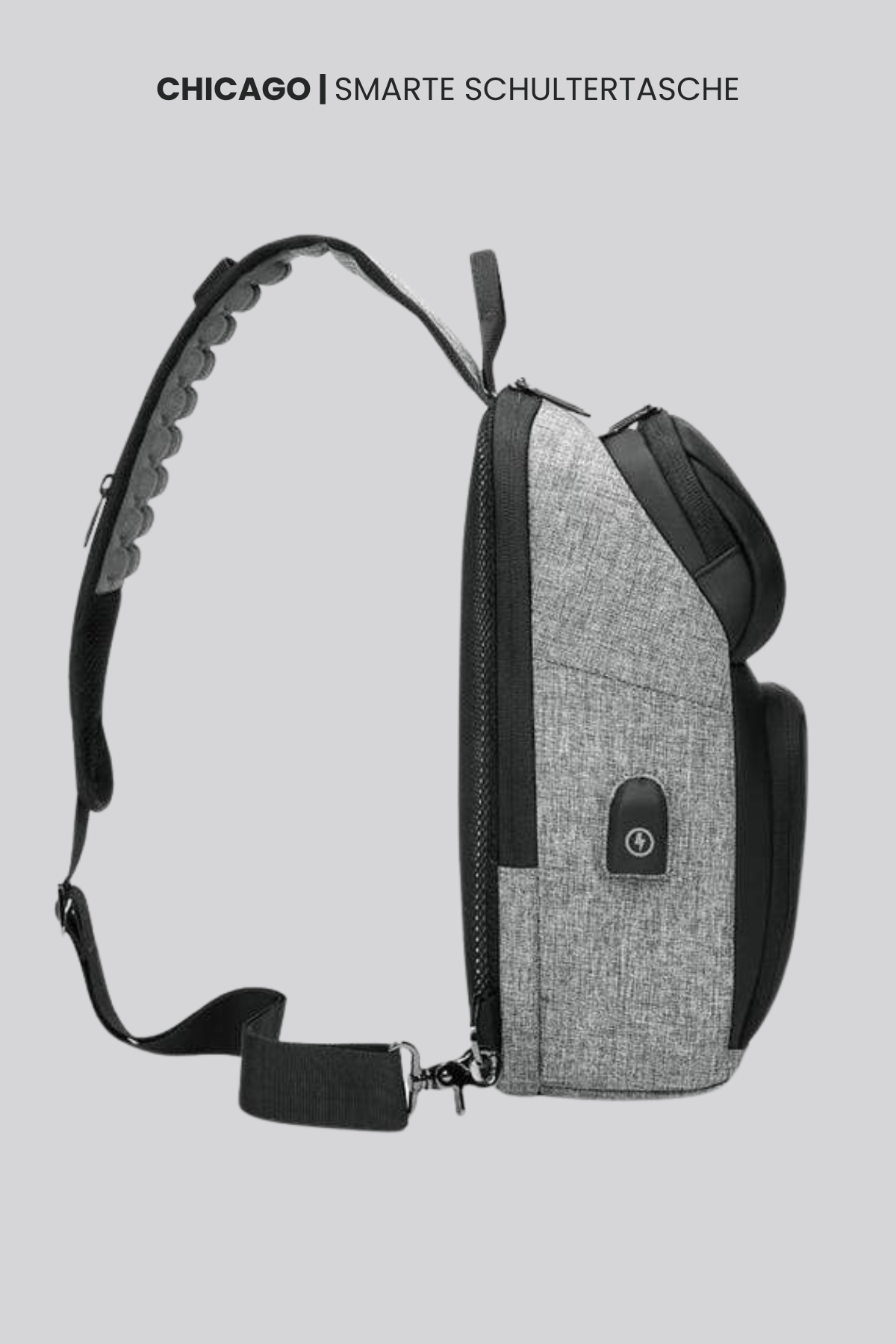 Unisex Schultertasche groß funktional wasserfest USB Anschluss verstellbarer Gurt
