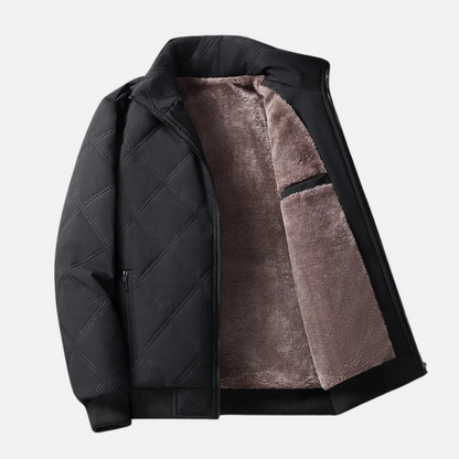Herren Jacke Rautenmuster Stehkragen Reißverschluss Taschen Regular Fit Winter Übergangsjacke