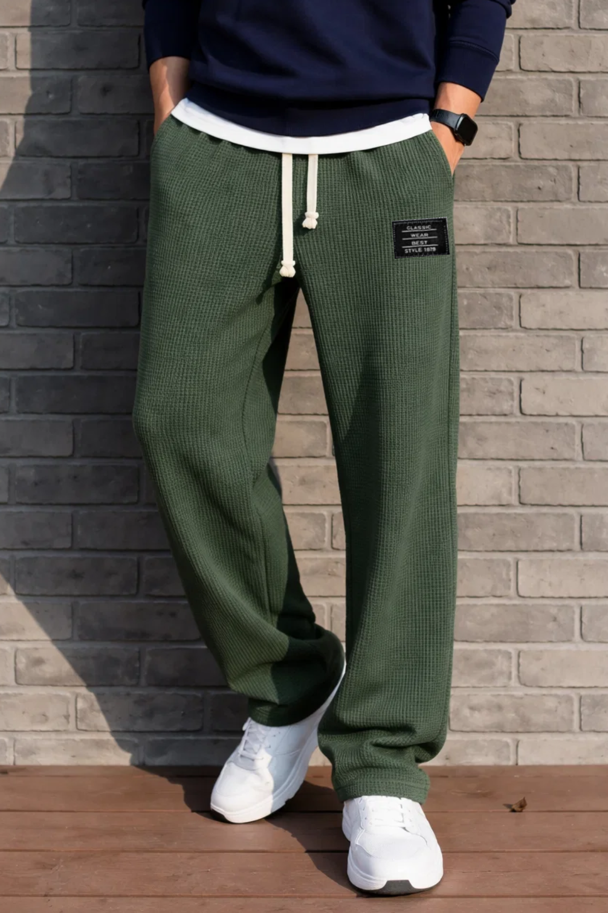 Herrenhose Entspannte Passform Kordelzug leicht elastisch bequeme Taschen