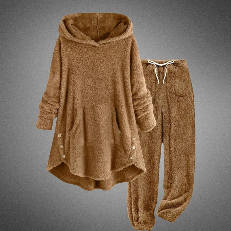 Damen zweiteiliges Set Tunika, Kapuzenhose lose weiche bequeme Freizeit