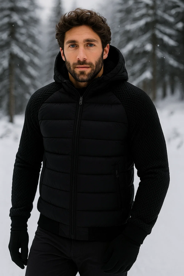 Herren Winterjacke Slim Fit Winddicht Wasserabweisend Leicht Kapuze Outdoor Warm Funktionsjacke