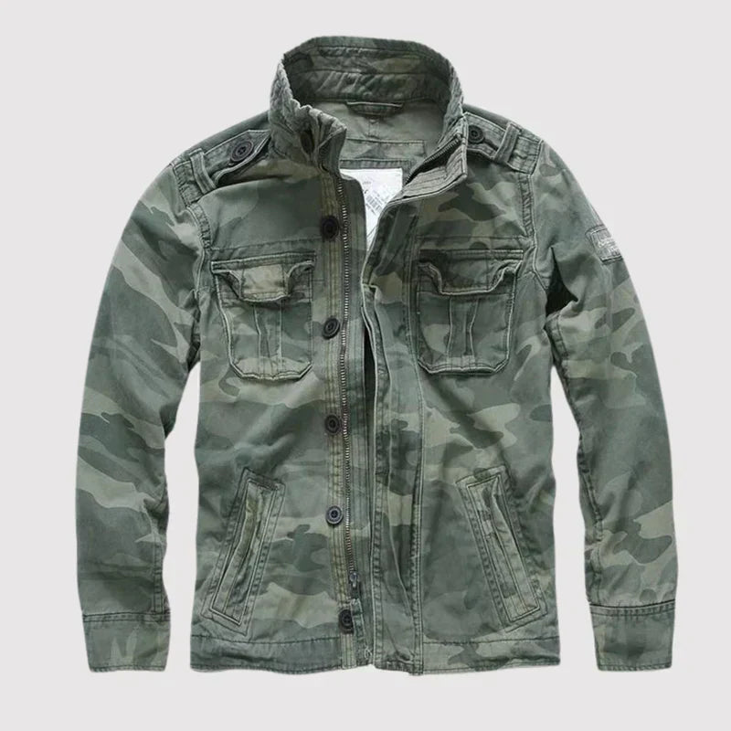 Herren Jeansjacke Regular Fit Denim Militärstil Mehrere Taschen Robust Alltag Streetwear Vintage
