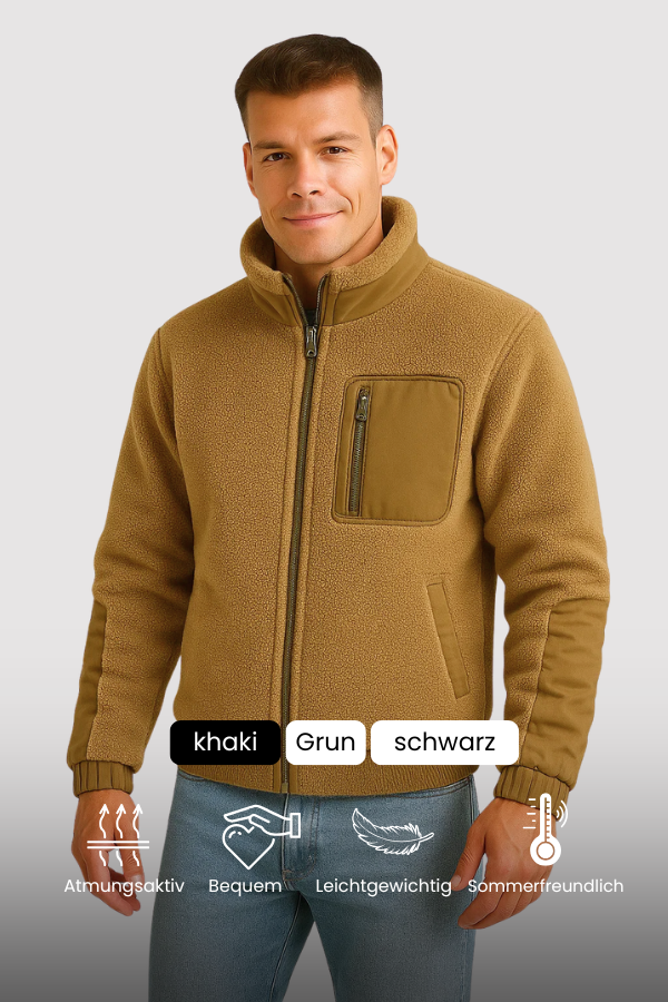 Herren Winterjacke Regular Fit Fleecegefüttert Stehkragen Reißverschluss Warm Winddicht Casual Übergang