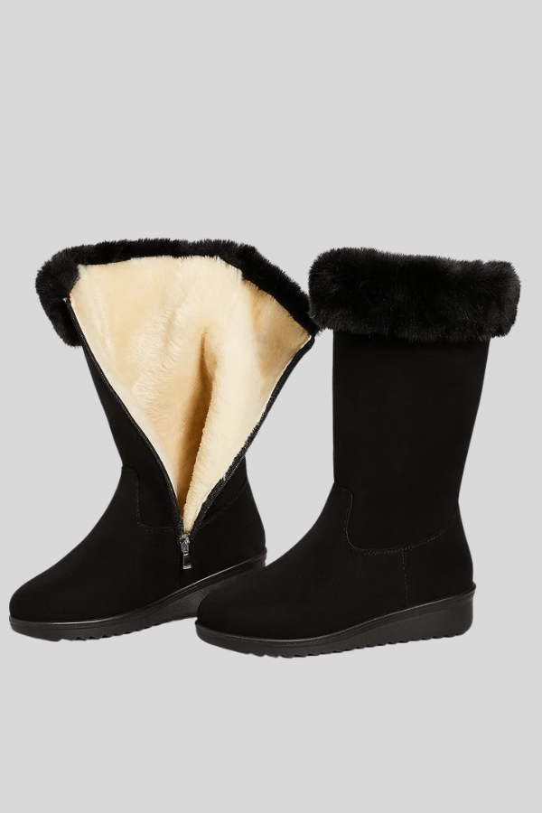 Damen Winterstiefel Reißverschluss rutschfest gefüttert solide warm bequem
