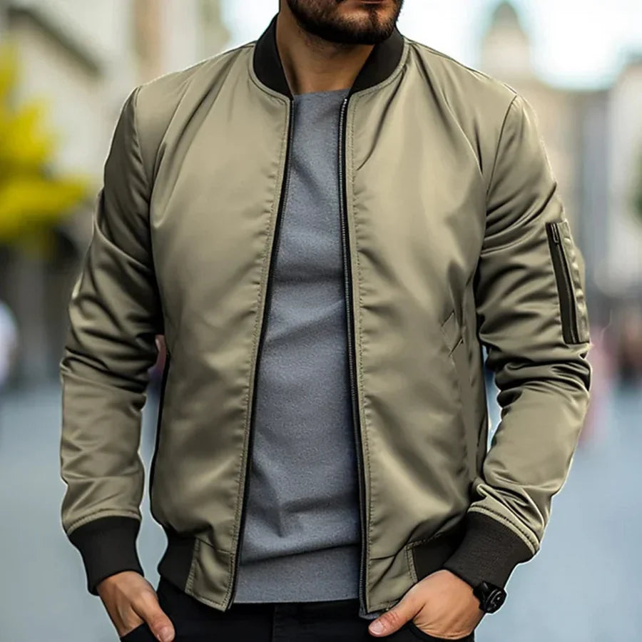Herren Bomberjacke Regular Fit Leicht Atmungsaktiv Übergangsjacke Reißverschluss Freizeit Streetwear
