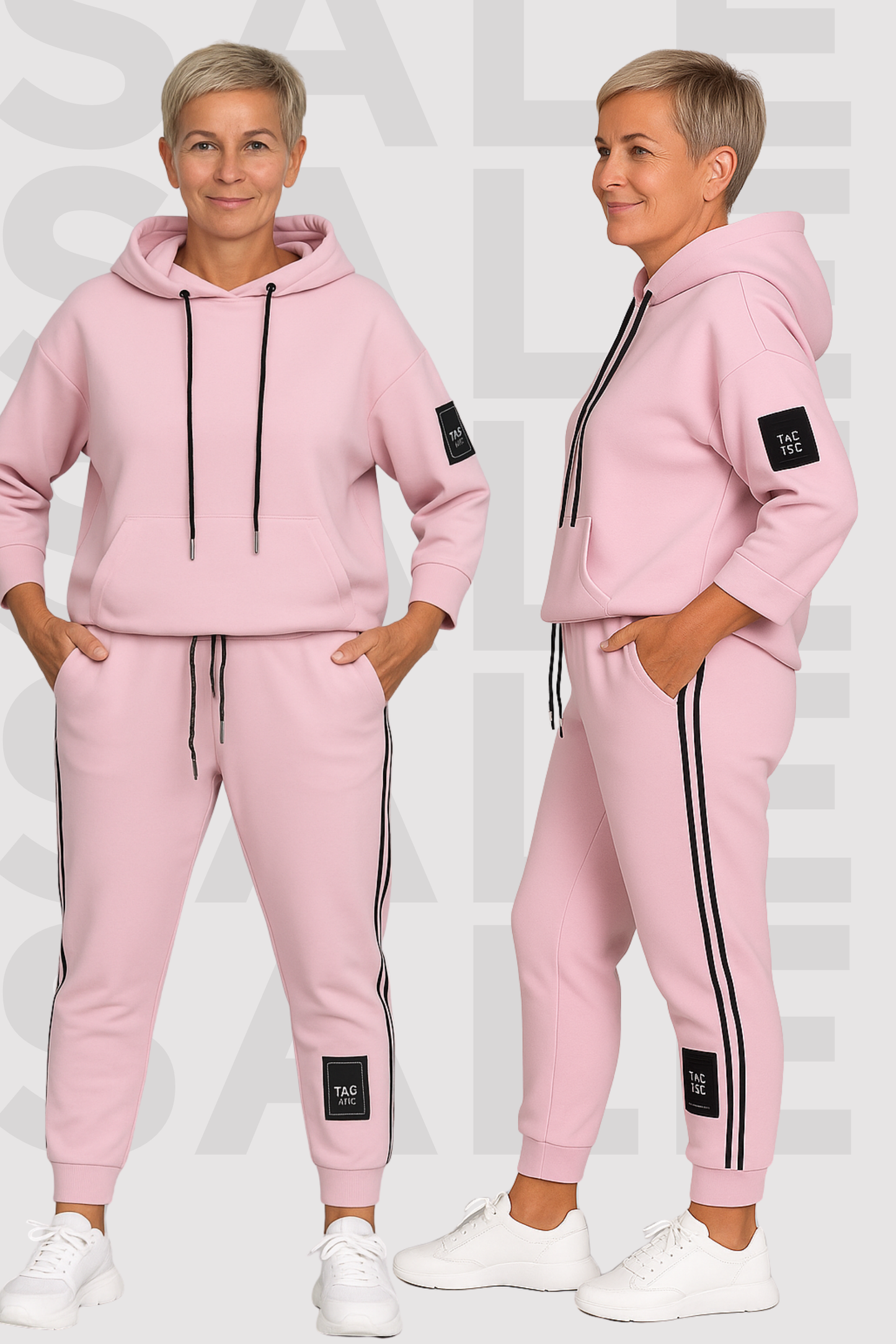 Damen Zweiteiler Hoodie mit Kordelzug und Joggerhose Regular Fit Casual Sport Set 2-teilig