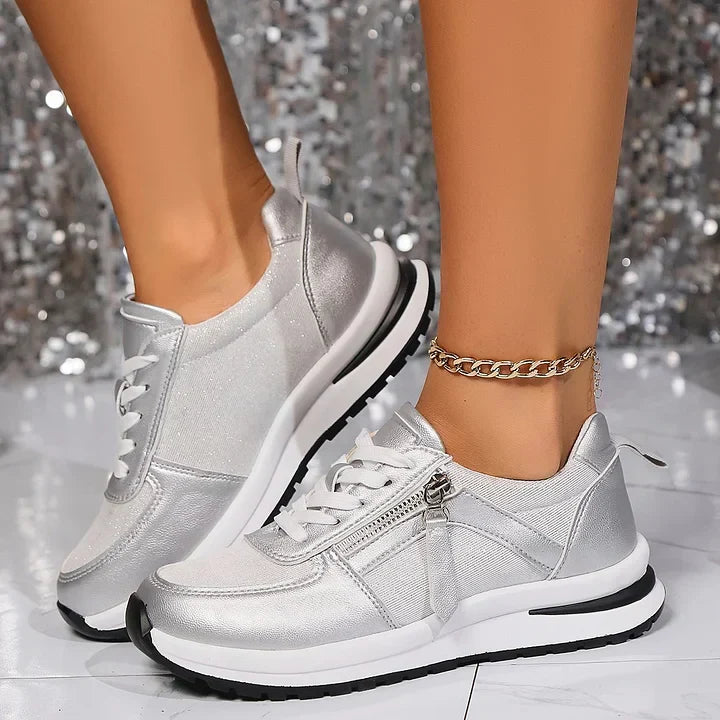 Damenschuhe Reißverschluss Schnürung Slip Atmun fest