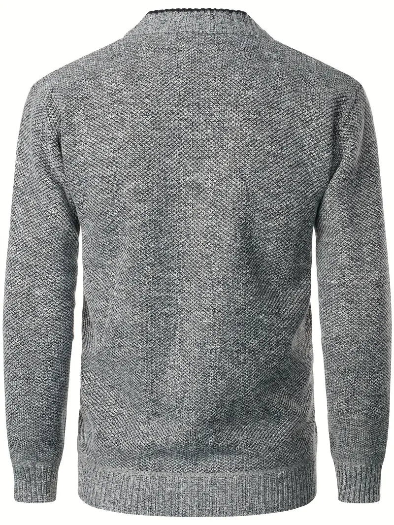 Herren Strickpullover Knopfleiste Taschen Langarm gefütterter Innenraum bequem