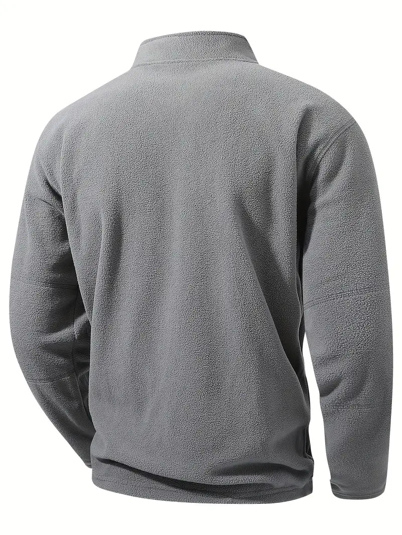 Herren Fleece Sweatjacke Halber Reißverschluss Stehkragen warm bequem
