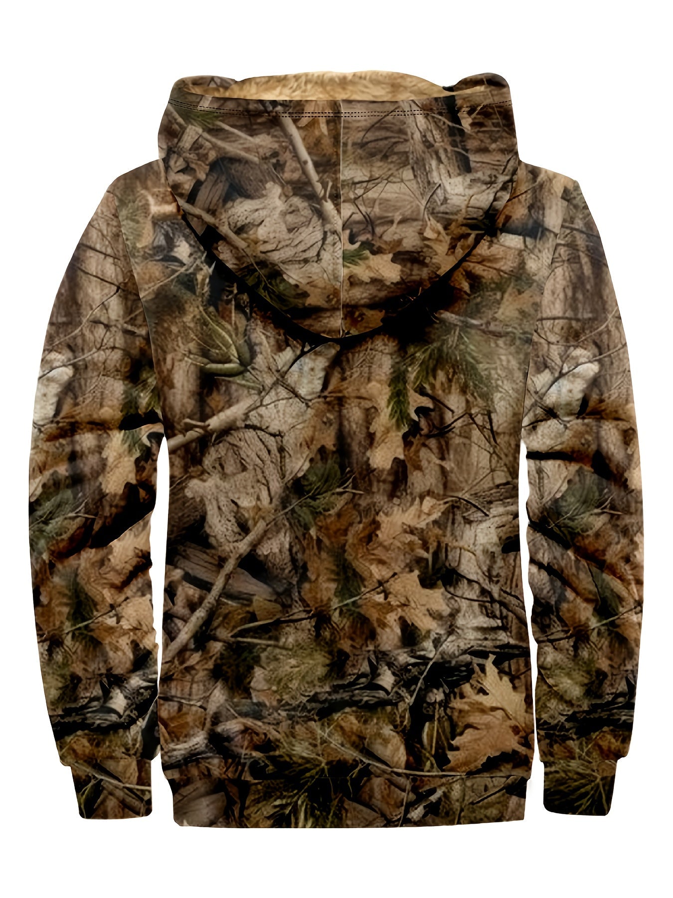 Herren Hoodie Langarm Regular Fit Reißverschluss Camouflage Fleecegefüttert Freizeit Outdoor Kapuzenpullover Warm