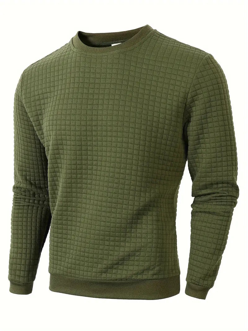Herren Strickpullover Rundhals Karo Langarm bequem vielseitig