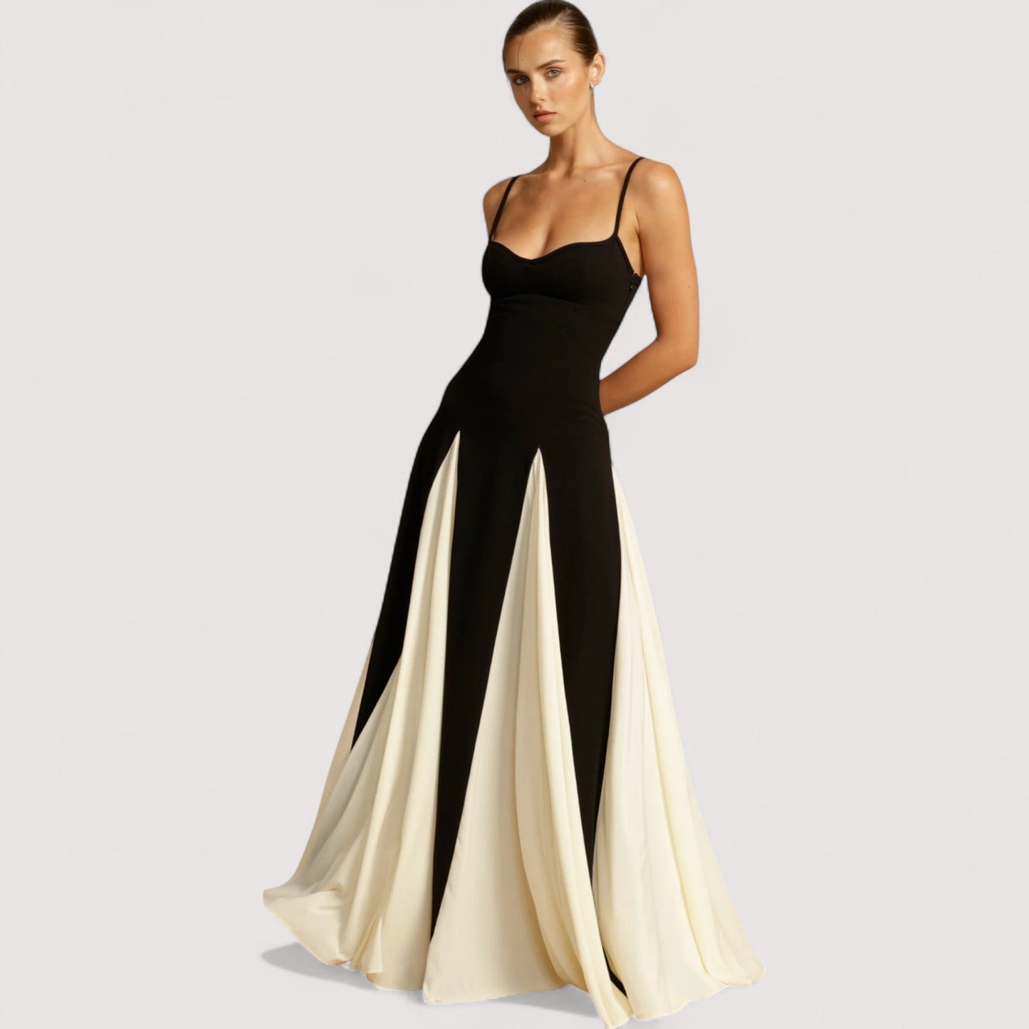 Damen Maxikleid A-Linie fließend elegant mehrteilig figurbetont  Produktbeschreibung: