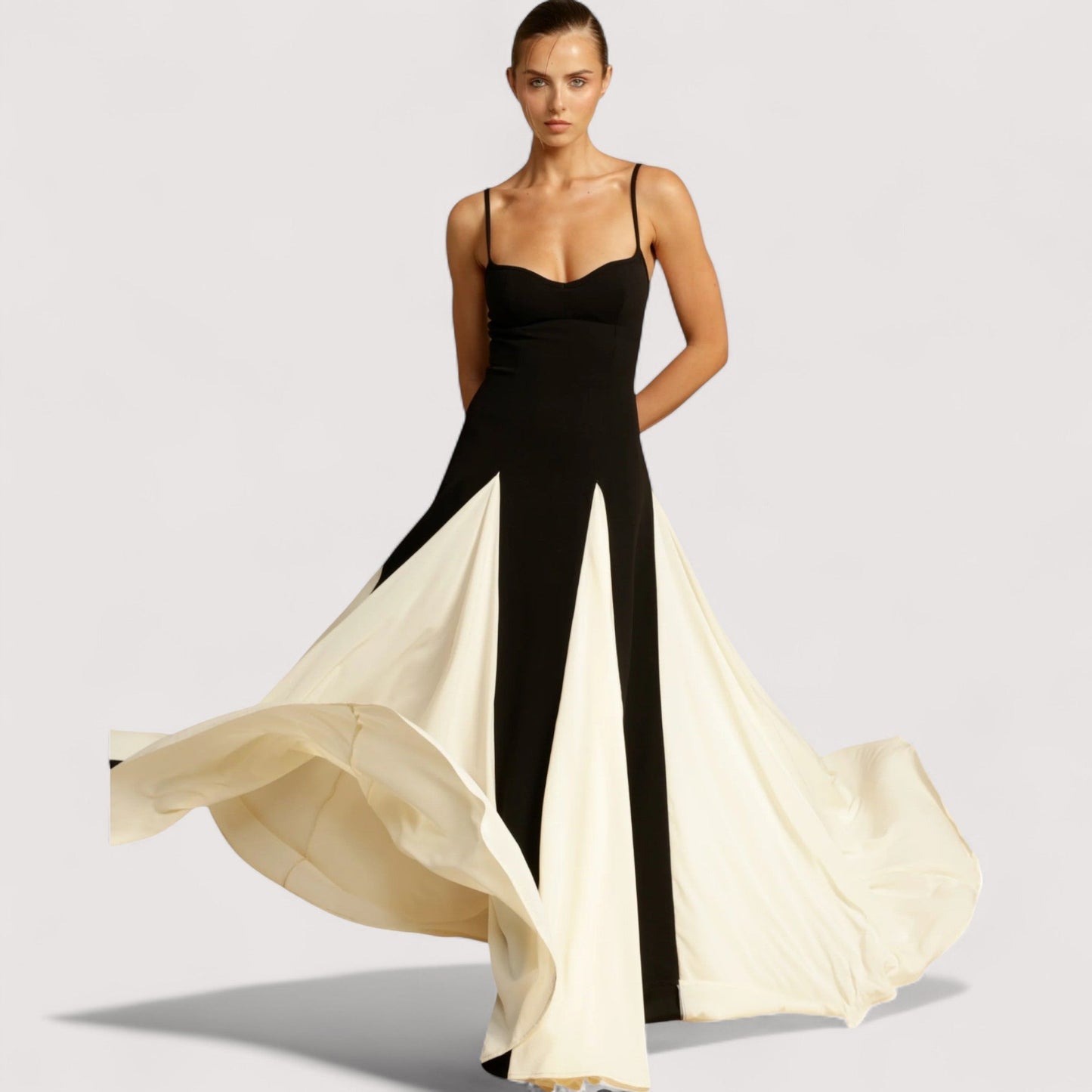 Damen Maxikleid A-Linie fließend elegant mehrteilig figurbetont  Produktbeschreibung: