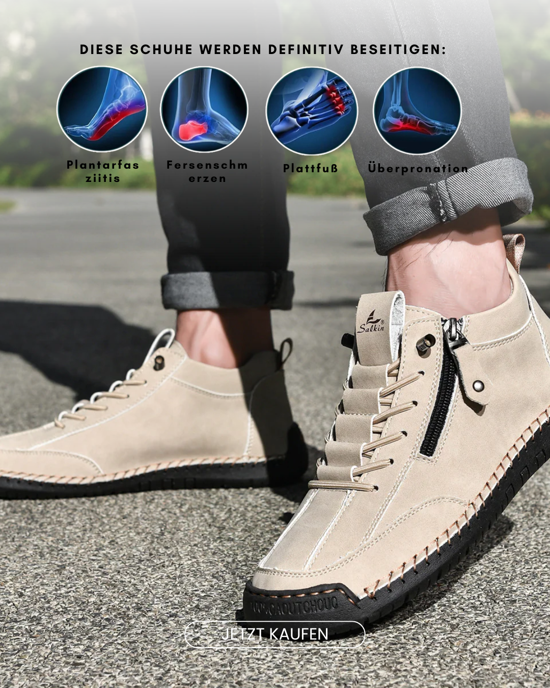 Herren Schuhe Nubukleder seitlicher Reißverschluss gepolstert rutschfeste Gummisohle flexibel Alltag