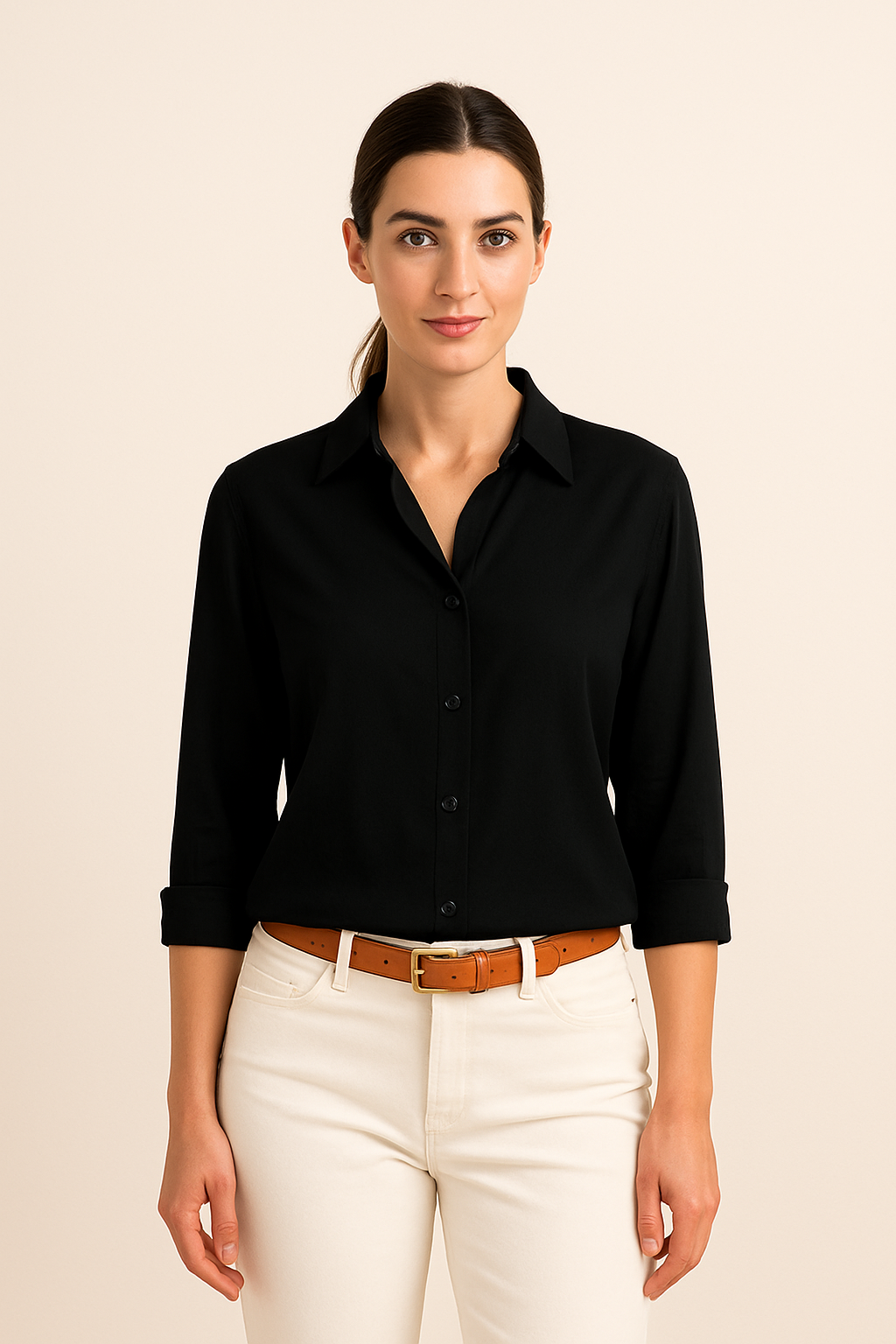 WILHELM | Damen Bluse mit Seidenglanz aus Baumwolle für  Büro oder Freizeit